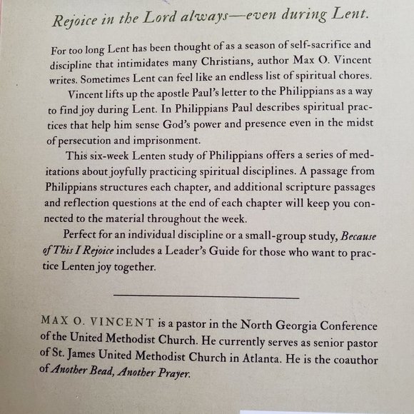 ** 5 items/$10**Because of this I Rejoice - Picture 2 of 2